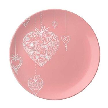 Imagem de Prato de Dia dos Namorados de Porcelana Decorativa com Coração Rosa