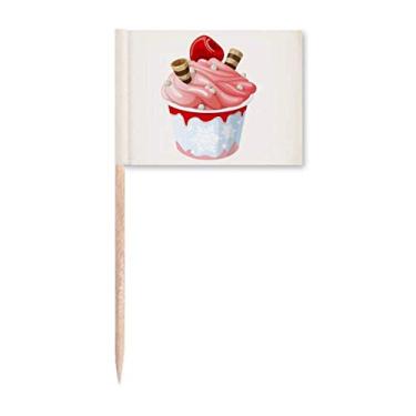 Imagem de Bandeiras de palito de sorvete rosa com sabor de cereja, enfeite de festa