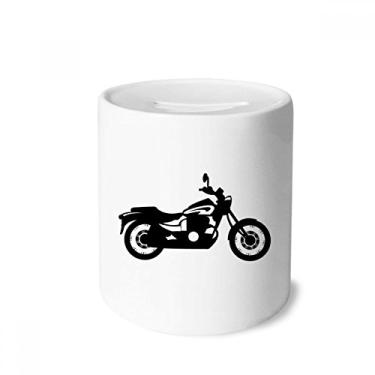 Imagem de DIYthinker Caixa de moedas preta de cerâmica com ilustração de motocicleta mecânica para presente de cofrinho
