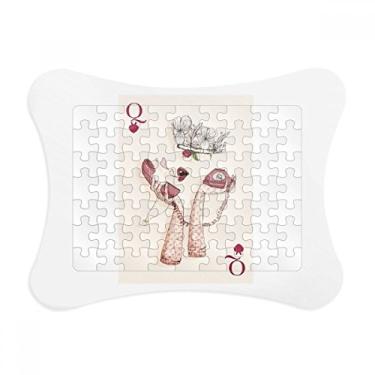 Imagem de Baralho de cartas coração Q padrão quebra-cabeça moldura decoração de imagem quebra-cabeça ornamento