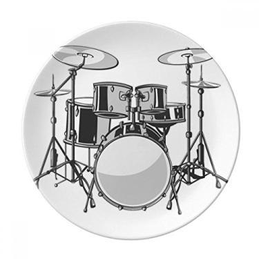 Imagem de Kit de bateria musical musical com placa de ilustração energética decorativa de porcelana salver louça de jantar