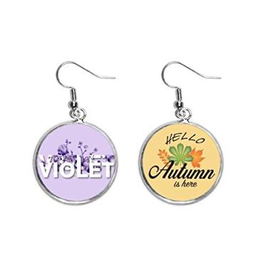 Imagem de Lindo brinco roxo violeta Art Deco presente moderno brinco pendurado folha outono joia