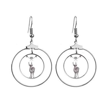 Imagem de Brincos de alce com coroa de espada de animal estilo barroco pendente, joia circular