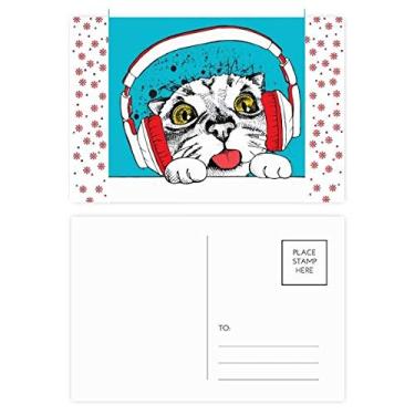Imagem de Fone de ouvido vermelho branco para amantes de animais de estimação, Natal, Natal, celebração, cartão postal Blessing
