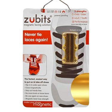 Imagem de Zubits Solução de laço magnético, sem amarrar, fácil de amarrar ímãs de cadarço de longa duração (pacote com 2), Dourado, #1 Kinder/Senioren
