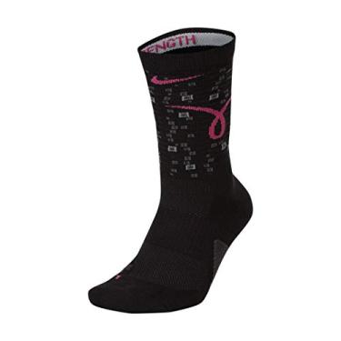 Imagem de Nike Elite Basketball Kay Yow Cancer Awareness Crew Socks Medium (Fits Men Size 6-8, Women 6-10) Black, Gray, Pink SX7861-010