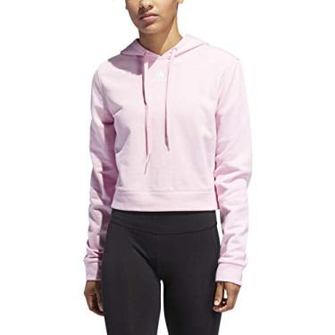 Imagem de adidas Women's 3-Stripes Cropped Hoodie (True Pink/White, X-Large)