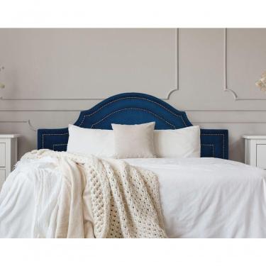 Imagem de Cabeceira Casal Luxo 140x60 Suede Azul Tachas Fumê