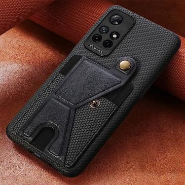 Imagem de Carteira de fibra de carbono com suporte para cartão capa de telefone para Xiaomi para Redmi Note 11 10 Pro 11S S Prime POCO X3 NFC para Mi 11 Lite Capa de couro, preta, para Mi 11 Lite 4G