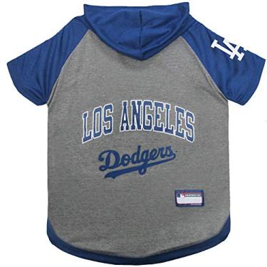 Imagem de MLB Moletom com capuz para cães e gatos - Camiseta com capuz para cães La Dodgers, PP. - Moletom com capuz cor da equipe MLB