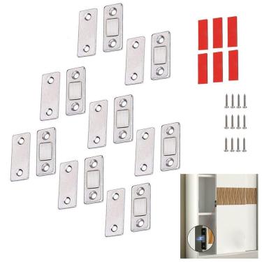 Imagem de Fecho Ima Magnetico Fecha Trava Armario Gaveta Porta Janela 8 Peças Resistente Ultrafino Segurança Multiuso