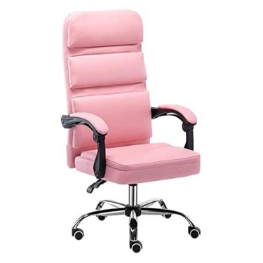 Imagem de Cadeira de escritório Cadeira de escritório Cadeira de computador com encosto alto Mesa de jogo de couro PU e cadeira Cadeira de escritório executiva ergonômica reclinável (cor: rosa) Full moon