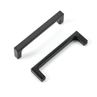 Imagem de LECHYN Puxador de armário de cozinha preto fosco, pacote com 6 3-3/4 polegadas (96 mm) orifício central, maçaneta e maçaneta para armário de porta de armário móveis cômoda de banheiro