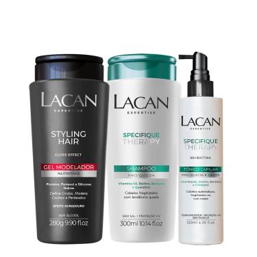 Imagem de KIT LACAN SPECIFIQUE THERAPY PRO QUEDA E CASPA TôNICO SHAMPOO E STYLING HAIR GEL (3 PRODUTOS) 