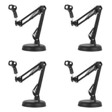 Imagem de Kit 4 Pedestal Suporte Base Redonda Móvel De Mesa Para Microfone