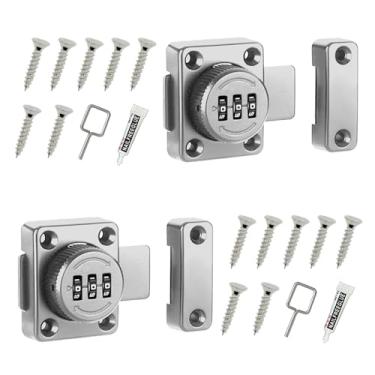 Imagem de Fechadura de senha para porta de armário combinação sem chave mecânica fechadura de armário com senha trava de gaveta rotativa para porta unidirecional, escritório, armazenamento de arquivos, armário