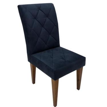 Imagem de Kit 4 Cadeiras Delux Para Sala De Jantar Em Sued Azul Marinho - Sua Ca