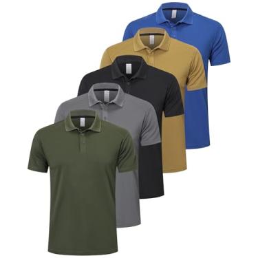 Imagem de ZENGVEE Camisas polo masculinas com absorção de umidade, manga curta, desempenho de secagem rápida, camisetas atléticas de golfe, Preto, cinza, verde, azul, cáqui, G