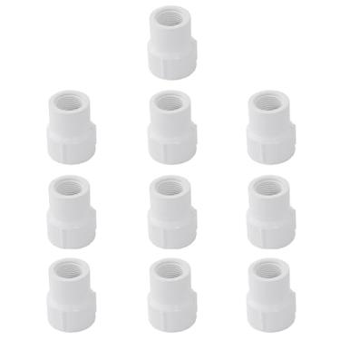 Imagem de FangKingNo 10 peças 1/5.1 cm a 3/10.2 cm PVC redutor fêmea para fêmea acoplamento rosqueado para conexões de pressão de tubo adaptador redutor para conector de tubo branco (1/2 polegada a 3/4