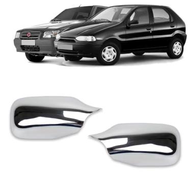 Imagem de Par Aplique Cromado para Capa Retrovisor Fiat Palio G1 1996 1997 1998 1999 2000 Uno Fire 2001 2002 2003 2004