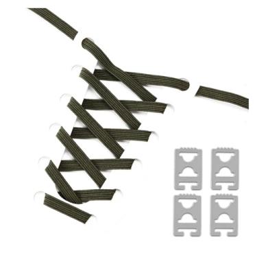 Imagem de Elastic No Tie Shoe Laces Anchors Flat Shoelace Lock Clip for Adults and Kids Tieless Shoelaces for Sneakers(Army green)