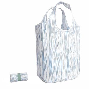 Imagem de Pure Sage Bolsa de compras reutilizável - Bolsa de compras elegante para mantimentos - Sacola dobrável - Tamanho médio, Palhetas índigo, Medium