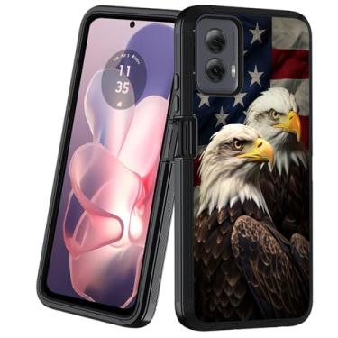 Imagem de BXIKEOPIU Projetada para Moto G Power 5G 2024, capa protetora resistente à prova de choque de 3 camadas à prova de poeira/queda para Motorola Moto G Power 5G 2024 - bandeira americana águia careca