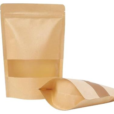 Imagem de Kit C/ 20 Sacos Stand Up Pouch Kraft Zip Visor 10x15cm