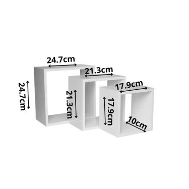 Imagem de Kit de 3 Nichos Leve Quadrados Brancos de Madeira