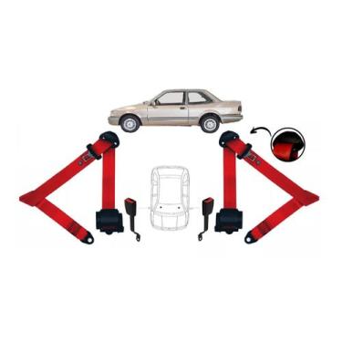 Imagem de Par de Cintos de Segurança 3 pontos Apolo + Par de Fechos - HCML, Verm