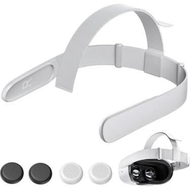 Imagem de Alça de cabeça para fone de ouvido 0culus Quest 2, faixa de cabeça de substituição para Quest 2, vem com 4 capas para controle de polegar, alça de cabeça para Quest 2