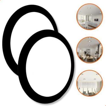 Imagem de 2 Painel Plafon Embutir Led 25w Redondo Bivolt Preto 30cm - VLED, Bran