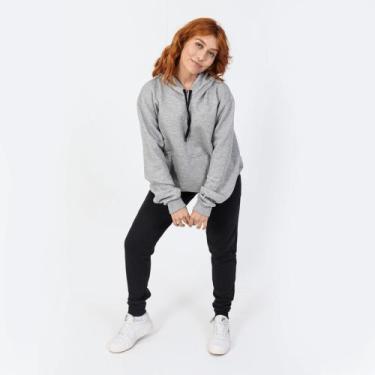 Imagem de Blusa De Frio Lisa Feminino Com Capuz Moletom Canguru Barato - Gb, Cin