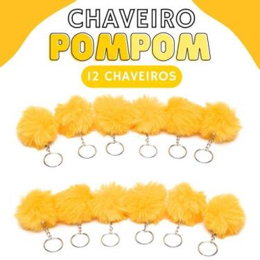 Imagem de Chaveiro Pompom Pelúcia Amarelo Ouro - 50Mm Kit C/12 Unidades - Nybc