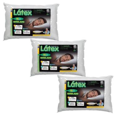 Imagem de 3 Travesseiros Látex Extra Alto - Capa Com Zíper - MarcByan