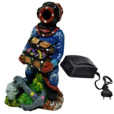 Imagem de Enfeite Oxigenador Para Aquários Mergulhador Com Tesouro - 220V - LEST