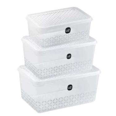 Imagem de Jogo De Potes Porta Mantimentos De Plástico 3 Peças Multi UZ Várias Co