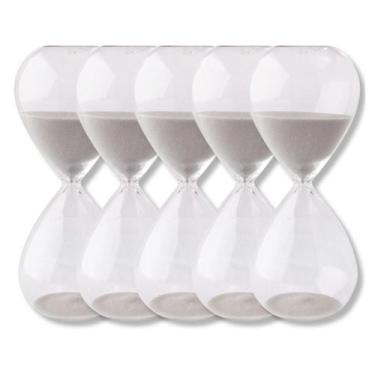 Imagem de Kit Com 5 Ampulhetas Decorativas Pequena 15min Branco Prata Dourado Le