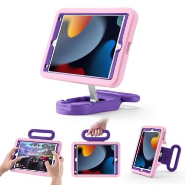 Imagem de LeiJue Capa infantil para iPad 7ª/8ª/9ª geração 10,2 polegadas, suporte ajustável para retrato/paisagem/à prova de quedas com alça/suporte, capa protetora adequada para crianças para iPad 10.2