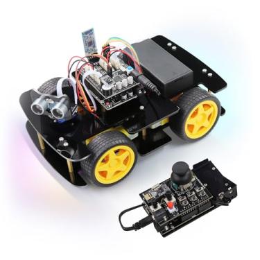 Imagem de Freenove Kit Robot Ant (compatível com Arduino IDE), expressões de matriz de pontos, prevenção de obstáculos ultrassônicos, luzes coloridas, aplicativo, projeto STEM