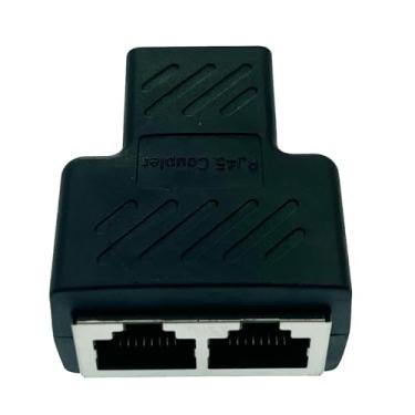 Imagem de Dosyerlbf Adaptador divisor Ethernet RJ45, acoplador RJ45 fêmea 1 a 2 fêmeas, cabo Ethernet e divisor de Internet LAN para Cat5 Cat5e Cat6 (pacote com 1)