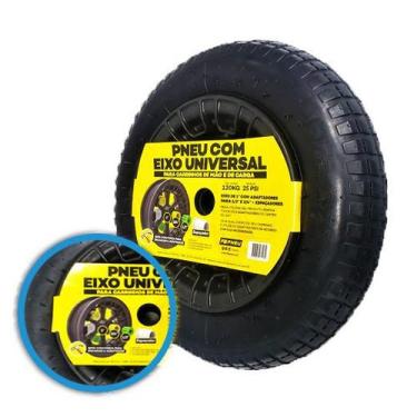 Imagem de Pneu Aro Completo Carrinho De Mão Eixo Universal 1", 3/4" e 1/2"pol FB