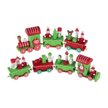 Imagem de Trem Trenzinho De Madeira Enfeite Decoração Natal Papai Noel - Zein, 4