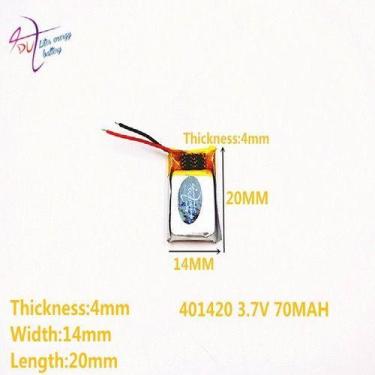 Imagem de Bateria 70 Mah 3,7v 2 Fios  4mm X 14mm X 20mm 401420 - KMIG