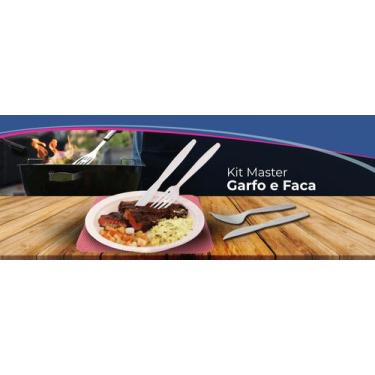 Imagem de KIT GARFO + FACA DESCARTÁVEL REFEIÇÃO TALHERES MASTER REFORÇADO RESIST