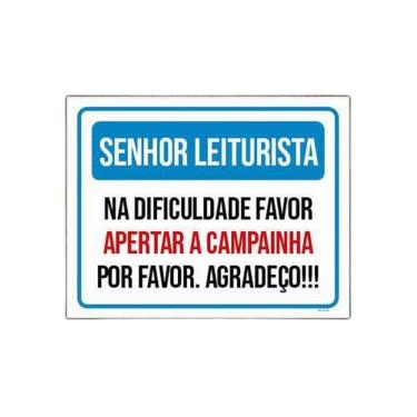 Imagem de Placa Senhor Leiturista Aperte Campainha 18X23