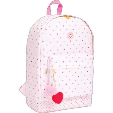 Imagem de Mochila de Costas Académie Corações Metalizados - Tilibra, Rosa claro,