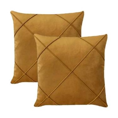 Imagem de Kit 2 Capas para Almofada Drapeada em Veludo Quadrada 50x50 com Enchim