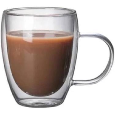 Imagem de Xicara De Vidro Duplo Caneca De Vidro Com Parede Dupla 350ml - BF