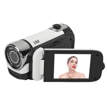 Imagem de Câmera Digital para Fotografia e Vídeo, D90 1080P Câmera Digital de 16 MP Filmadora Com Tela Giratória de 2,4 Polegadas Gravador de Vídeo HD Com Zoom de 16X Com Luz de (Branco)